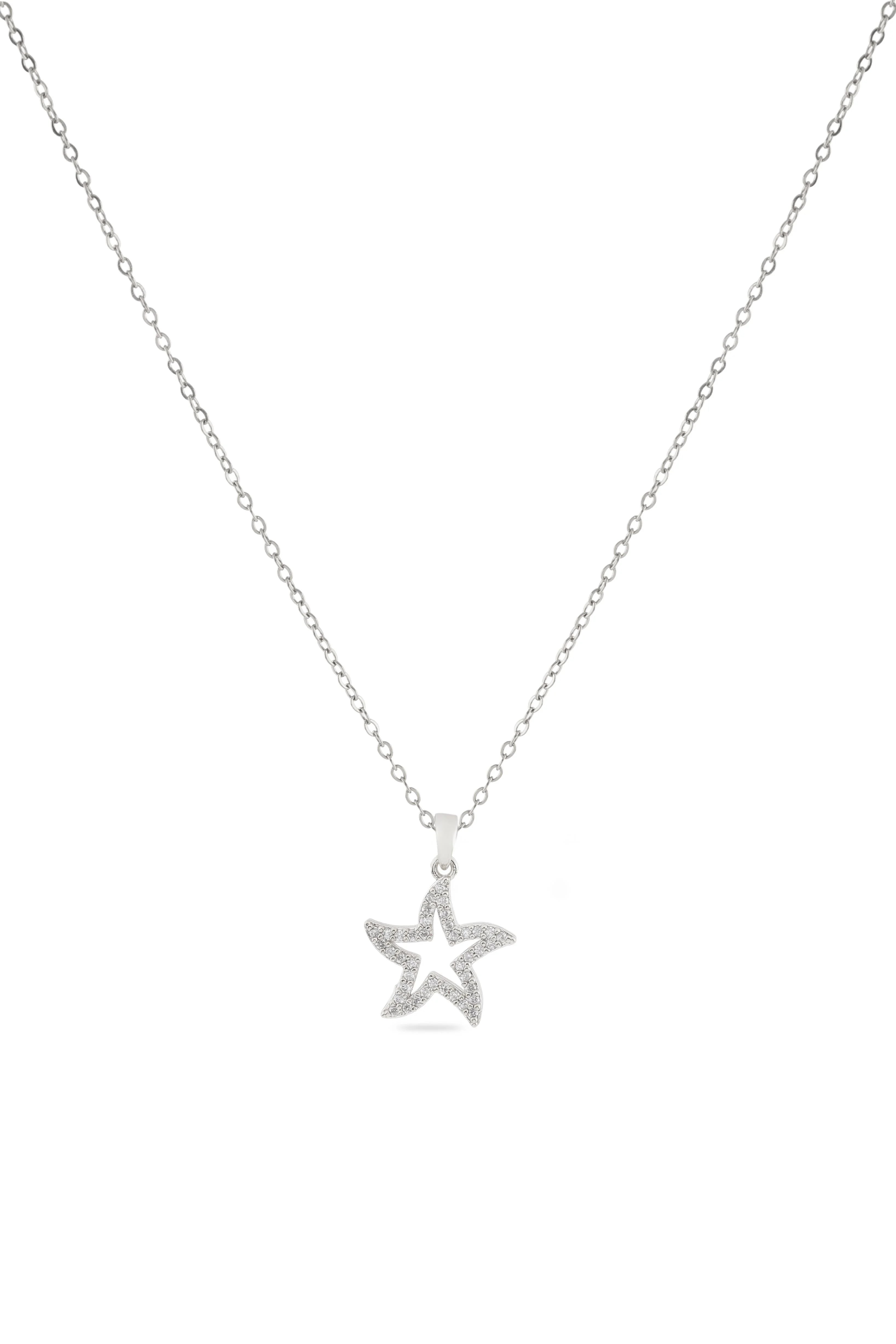 Deniz Yıldızı Detaylı Çelik Kolye