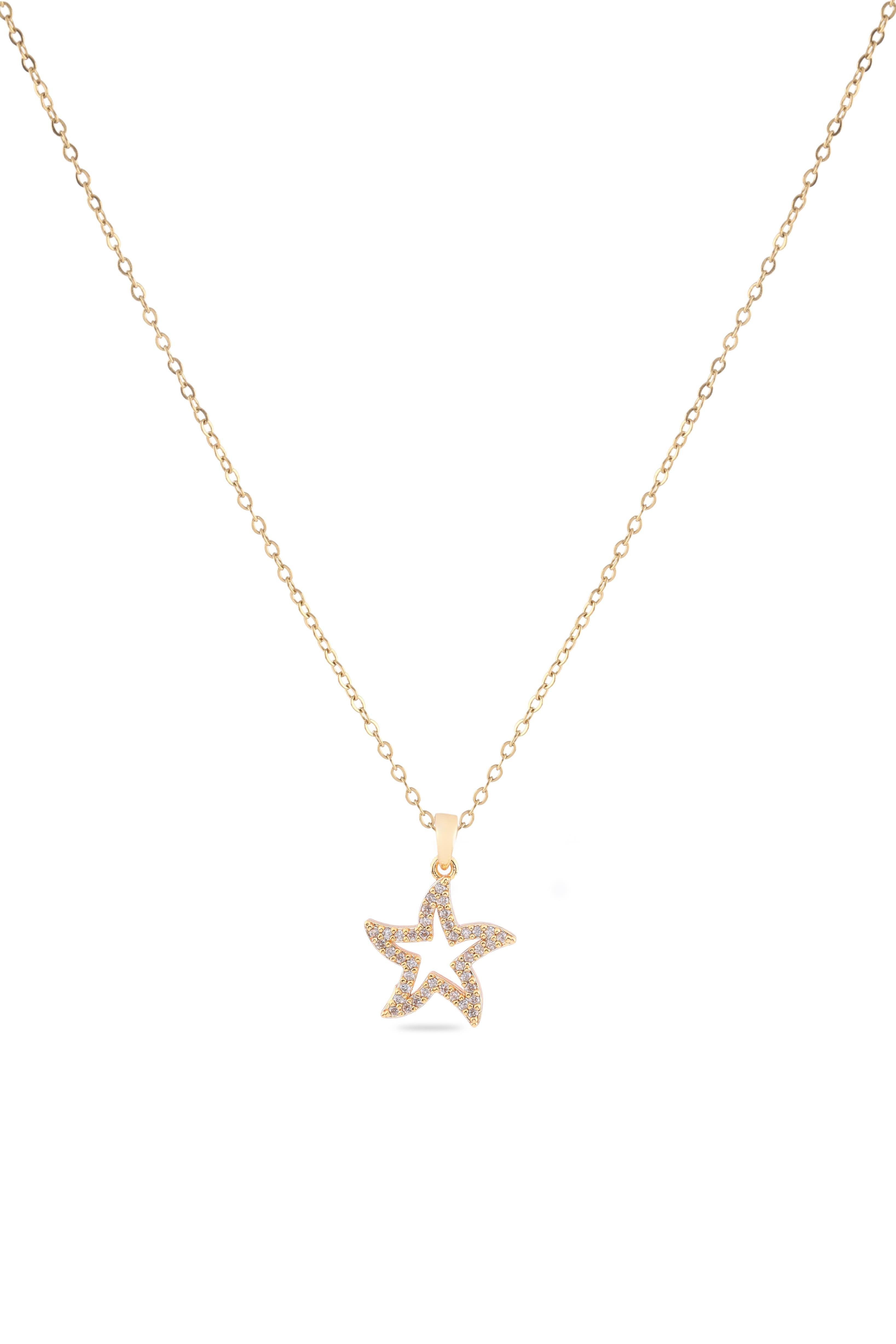 Deniz Yıldızı Detaylı Çelik Kolye